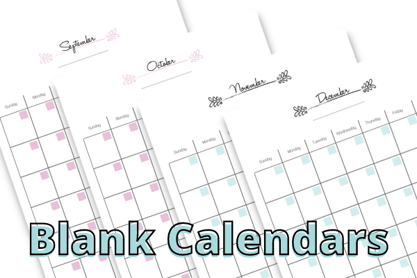 Free printable blank calendars